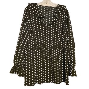 Lane Bryant Polka Dot Ruffled Tunic Peplum Blouse